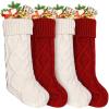 imageAnkis Large Christmas Stockings 4Pack 18 Inches Christmas Stockings DoubleSided Cable Knitted Xmas Stockings Personalized Burgundy Red and Cream for Family Christmas Party Classic DecorationsRed2white2