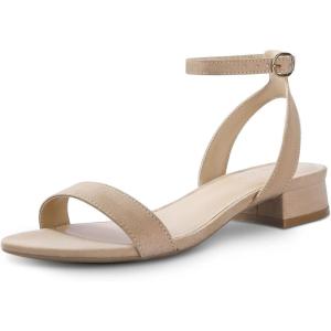 imageAnkis Black Nude White Red Women Sandals Comfortable Walking Strappy Open Toe Sandals for Women Dressy Summer 1 Inch Low block Heel Flat Adjustable Ankle Strap Wide Available Shoes 2024Nude Suede