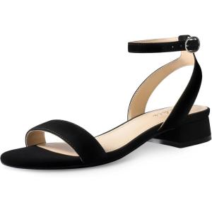 imageAnkis Black Nude White Red Women Sandals Comfortable Walking Strappy Open Toe Sandals for Women Dressy Summer 1 Inch Low block Heel Flat Adjustable Ankle Strap Wide Available Shoes 2024Black Nubuck