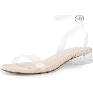 imageAnkis Black Nude White Red Women Sandals Comfortable Walking Strappy Open Toe Sandals for Women Dressy Summer 1 Inch Low block Heel Flat Adjustable Ankle Strap Wide Available Shoes 2024Clear