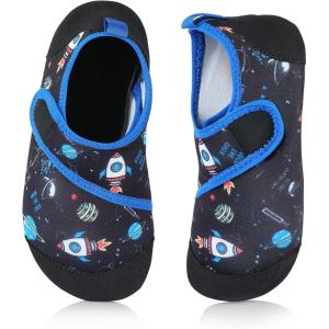 imageAnkis Water Shoes Hook ampamp Loop Closure Toddler Kids Outdoor Quick Dry Barefoot Walking Aqua Socks NonSlip for Sport Beach Swim SurfOuter Space