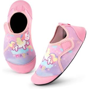 imageAnkis Water Shoes Hook ampamp Loop Closure Toddler Kids Outdoor Quick Dry Barefoot Walking Aqua Socks NonSlip for Sport Beach Swim SurfUnicorn Magic
