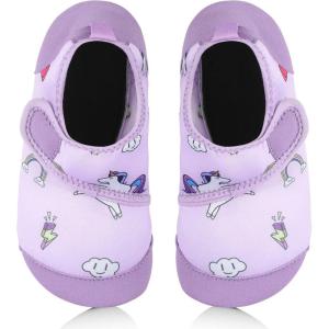 imageAnkis Water Shoes Hook ampamp Loop Closure Toddler Kids Outdoor Quick Dry Barefoot Walking Aqua Socks NonSlip for Sport Beach Swim SurfUnicorn Taro Purple