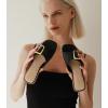 imageAnkis Black White Brown Womens Flat Sandals Comfortable Flat Sandals for Dressy Summer Womens Slide SandalsBlack
