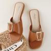 imageAnkis Black White Brown Womens Flat Sandals Comfortable Flat Sandals for Dressy Summer Womens Slide SandalsBrown