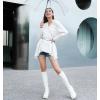 imageAnkis Knee High Boots Platform Boots for Women Chunky Heel Side Zipper Long GOGO BootsBeige Pu