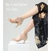 imageAnkis Nude Gold Black Heels Strappy Heels for Women 3 Inch Stiletto Open Toe Sandals for Wedding Evening Party HomecomingGold Fabric