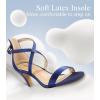 imageAnkis Nude Gold Black Heels Strappy Heels for Women 3 Inch Stiletto Open Toe Sandals for Wedding Evening Party HomecomingNavy Blue Satin