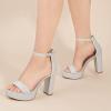 imageAnkis Platform Heels 4 Inches Chunky heels Sandals for Women Comfy Open Toe Block Heeled Sandals Black Nude White Silver Gold Ankle Strappy Heels Black Chunky Platform Heels for Women Summer Dress ShoesD Silver Glitter