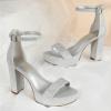 imageAnkis Platform Heels 4 Inches Chunky heels Sandals for Women Comfy Open Toe Block Heeled Sandals Black Nude White Silver Gold Ankle Strappy Heels Black Chunky Platform Heels for Women Summer Dress ShoesD Silver Glitter