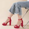 imageAnkis Platform Heels 4 Inches Chunky heels Sandals for Women Comfy Open Toe Block Heeled Sandals Black Nude White Silver Gold Ankle Strappy Heels Black Chunky Platform Heels for Women Summer Dress ShoesH Red Suede