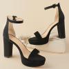 imageAnkis Platform Heels 4 Inches Chunky heels Sandals for Women Comfy Open Toe Block Heeled Sandals Black Nude White Silver Gold Ankle Strappy Heels Black Chunky Platform Heels for Women Summer Dress ShoesA Black Nubuck