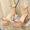 imageAnkis Platform Heels 4 Inches Chunky heels Sandals for Women Comfy Open Toe Block Heeled Sandals Black Nude White Silver Gold Ankle Strappy Heels Black Chunky Platform Heels for Women Summer Dress ShoesF Nude Suede