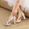 imageAnkis Platform Heels 4 Inches Chunky heels Sandals for Women Comfy Open Toe Block Heeled Sandals Black Nude White Silver Gold Ankle Strappy Heels Black Chunky Platform Heels for Women Summer Dress ShoesD Silver Glitter
