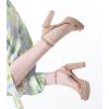 imageAnkis Platform Heels for Women 4 Inches Chunky Heels Sandals for Women Comfy Open Toe Block Heeled Sandals Nude White Silver Gold Black Ankle Strappy Heels for WomenB Nude Suede