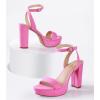 imageAnkis Platform Heels for Women 4 Inches Chunky Heels Sandals for Women Comfy Open Toe Block Heeled Sandals Nude White Silver Gold Black Ankle Strappy Heels for WomenH Pink Suede