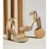 imageAnkis Platform Heels for Women 4 Inches Chunky Heels Sandals for Women Comfy Open Toe Block Heeled Sandals Nude White Silver Gold Black Ankle Strappy Heels for WomenE Gold Shinny