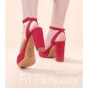 imageAnkis Platform Heels for Women 4 Inches Chunky Heels Sandals for Women Comfy Open Toe Block Heeled Sandals Nude White Silver Gold Black Ankle Strappy Heels for WomenG Red Suede