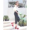 imageAnkis Platform Heels for Women 4 Inches Chunky Heels Sandals for Women Comfy Open Toe Block Heeled Sandals Nude White Silver Gold Black Ankle Strappy Heels for WomenG Red Suede