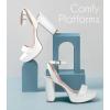 imageAnkis Platform Heels for Women 4 Inches Chunky Heels Sandals for Women Comfy Open Toe Block Heeled Sandals Nude White Silver Gold Black Ankle Strappy Heels for WomenC White Pu