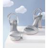 imageAnkis Platform Heels for Women 4 Inches Chunky Heels Sandals for Women Comfy Open Toe Block Heeled Sandals Nude White Silver Gold Black Ankle Strappy Heels for WomenD Silver Glitter