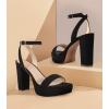 imageAnkis Platform Heels for Women 4 Inches Chunky Heels Sandals for Women Comfy Open Toe Block Heeled Sandals Nude White Silver Gold Black Ankle Strappy Heels for WomenA Black Nubuck