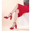 imageAnkis Platform Heels for Women 4 Inches Chunky Heels Sandals for Women Comfy Open Toe Block Heeled Sandals Nude White Silver Gold Black Ankle Strappy Heels for WomenG Red Suede