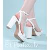 imageAnkis Platform Heels for Women 4 Inches Chunky Heels Sandals for Women Comfy Open Toe Block Heeled Sandals Nude White Silver Gold Black Ankle Strappy Heels for WomenC White Pu