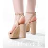 imageAnkis Platform Heels for Women 4 Inches Chunky Heels Sandals for Women Comfy Open Toe Block Heeled Sandals Nude White Silver Gold Black Ankle Strappy Heels for WomenB Nude Suede