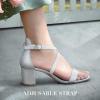 imageAnkis Silver Gold Nude Black White 225Inches Strappy Block Heels Comfy Grace Sandals Open Toe Chunky Dress Wedding Party Prom Heels with Adjustable Cross StrapSilver Glitter