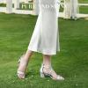 imageAnkis Silver Gold Nude Black White 225Inches Strappy Block Heels Comfy Grace Sandals Open Toe Chunky Dress Wedding Party Prom Heels with Adjustable Cross StrapSilver Glitter
