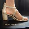 imageAnkis Silver Gold Nude Black White 225Inches Strappy Block Heels Comfy Grace Sandals Open Toe Chunky Dress Wedding Party Prom Heels with Adjustable Cross StrapGold Glitter
