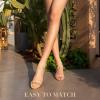 imageAnkis Silver Gold Nude Black White 225Inches Strappy Block Heels Comfy Grace Sandals Open Toe Chunky Dress Wedding Party Prom Heels with Adjustable Cross StrapNude Nubuck