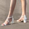imageAnkis Silver Gold Nude Black White 225Inches Strappy Block Heels Comfy Grace Sandals Open Toe Chunky Dress Wedding Party Prom Heels with Adjustable Cross StrapWhite Pu