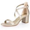 imageAnkis Silver Gold Nude Black White 225Inches Strappy Block Heels Comfy Grace Sandals Open Toe Chunky Dress Wedding Party Prom Heels with Adjustable Cross StrapGold Glitter
