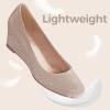 imageAnkis Black Nude Silver Gold Wedges for Women Low Heel Womens Wedge Comfortable Closed Toe Women Pumps Dress Shoes 2InchGold Glitter