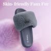 imageAnkis Black Pink Grey Camel Fur SlidesCute Chic Versatile Pretty Soft Platform Slides Open Toe Nonslip Womens House Fluffy Slippers Fuzzy Slippers for Women Indoor Outdoor All SeasonsGrey