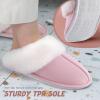 imageAnkis Fuzzy Slippers for Women  2 Pack Memory Foam Fluffy Fur Soft Comfy House Slippers Warm Flats Bedroom Shoes on AntiSkid Sole Indoor Outdoor Winter