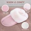 imageAnkis Fuzzy Slippers for Women  2 Pack Memory Foam Fluffy Fur Soft Comfy House Slippers Warm Flats Bedroom Shoes on AntiSkid Sole Indoor Outdoor Winter