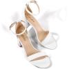 imageAnkis Nude Silver Black Heels Womens Open Toe Ankle Strap Block Chunky Low Heeled Sandal Comfortable Office Wedding Dress Pump Shoes Standard Size 225 Inches Heel DesignWhite Pu