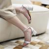 imageAnkis Nude Silver Black Heels Womens Open Toe Ankle Strap Block Chunky Low Heeled Sandal Comfortable Office Wedding Dress Pump Shoes Standard Size 225 Inches Heel DesignSilver Glitter