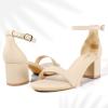 imageAnkis Nude Silver Black Heels Womens Open Toe Ankle Strap Block Chunky Low Heeled Sandal Comfortable Office Wedding Dress Pump Shoes Standard Size 225 Inches Heel DesignNude Nubuck