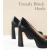 imageAnkis Platform Heels Womens Pumps Black White Nude Closed Toe Chunky Heel ShoesBlack Pu