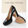 imageAnkis Platform Heels Womens Pumps Black White Nude Closed Toe Chunky Heel ShoesBlack Pu