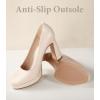 imageAnkis Platform Heels Womens Pumps Black White Nude Closed Toe Chunky Heel ShoesNude Pu