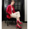 imageAnkis Platform Heels Womens Pumps Black White Nude Closed Toe Chunky Heel ShoesRed Suede