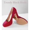 imageAnkis Platform Heels Womens Pumps Black White Nude Closed Toe Chunky Heel ShoesRed Suede