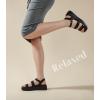 imageAnkis Platform Sandals Two Bands Open Toe Heeled Sandals with Adjustable Ankle Strap Comfortable and Lightweight Wedge Shoes in SummerBlack Pu