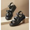 imageAnkis Platform Sandals Two Bands Open Toe Heeled Sandals with Adjustable Ankle Strap Comfortable and Lightweight Wedge Shoes in SummerBlack Pu