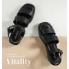 imageAnkis Platform Sandals Two Bands Open Toe Heeled Sandals with Adjustable Ankle Strap Comfortable and Lightweight Wedge Shoes in SummerBlack Pu